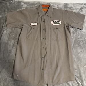 VTG McClains Motorhome Work Shirt Gray Uniform Button Up DISCTRESSED "ROD"